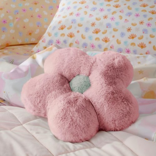 Frankie Multi Flower Faux Fur Shaped Cushion $30